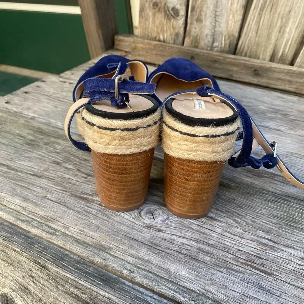 Opening Ceremony Blue Espadrille Wedge Sandals with Ankle Strap